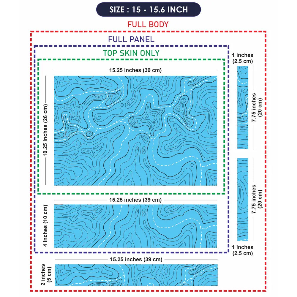 Abstract Blue Topographic Lines Flowing Laptop Skin - View 8