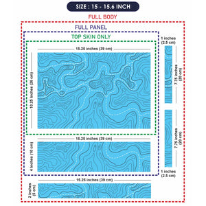Abstract Blue Topographic Lines Flowing Laptop Skin - View 8