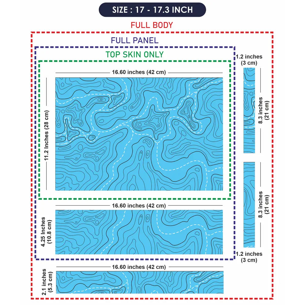 Abstract Blue Topographic Lines Flowing Laptop Skin - View 9