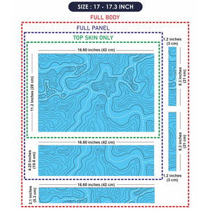 Abstract Blue Topographic Lines Flowing Laptop Skin - View 9