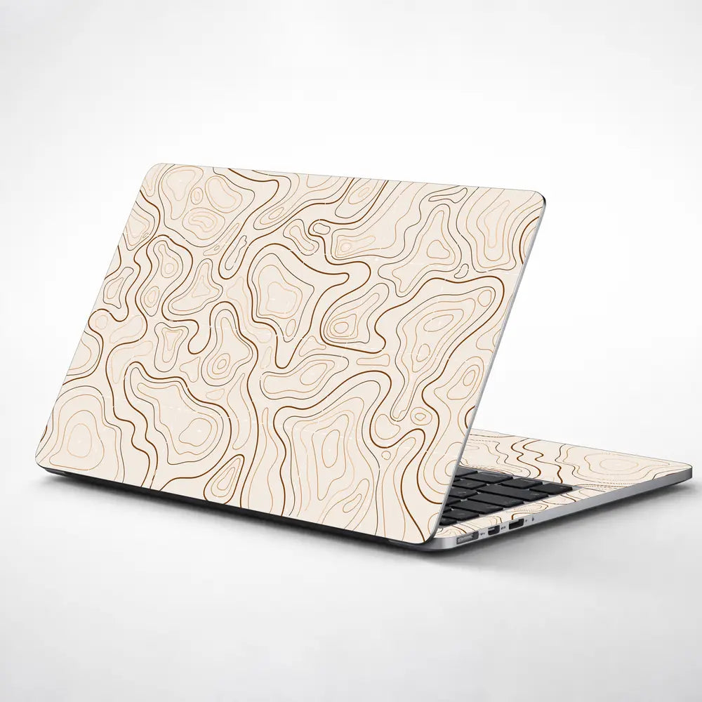 Abstract Brown Line Patterns On Beige Laptop Skin - View 1