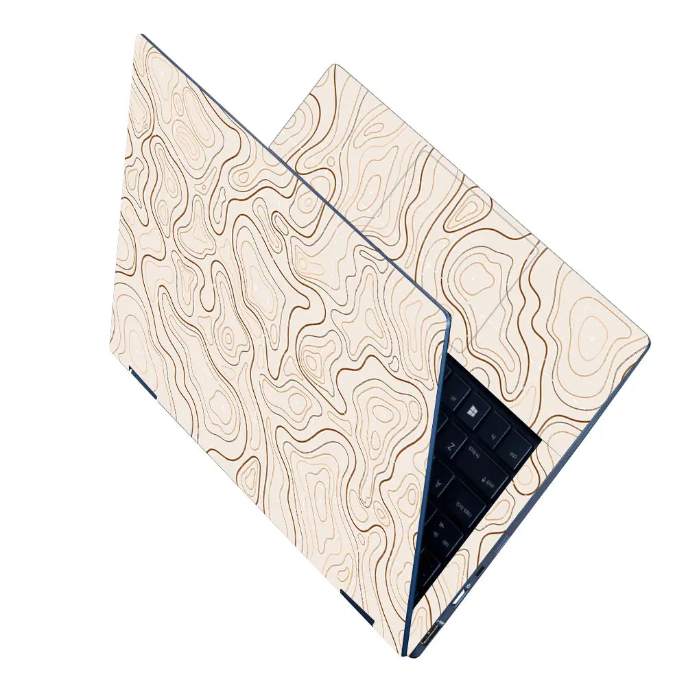 Abstract Brown Line Patterns On Beige Laptop Skin - View 2