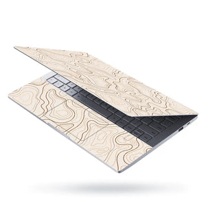 Abstract Brown Line Patterns On Beige Laptop Skin - View 3