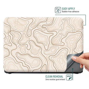 Abstract Brown Line Patterns On Beige Laptop Skin - View 4