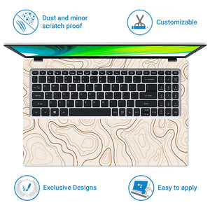 Abstract Brown Line Patterns On Beige Laptop Skin - View 5