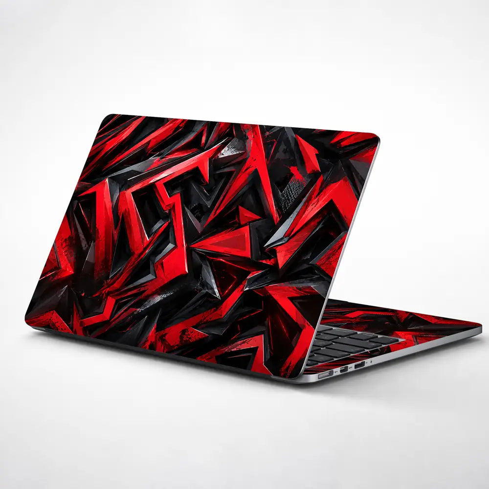 Abstract Chevrons Red Black Chunky Laptop Skin - View 1