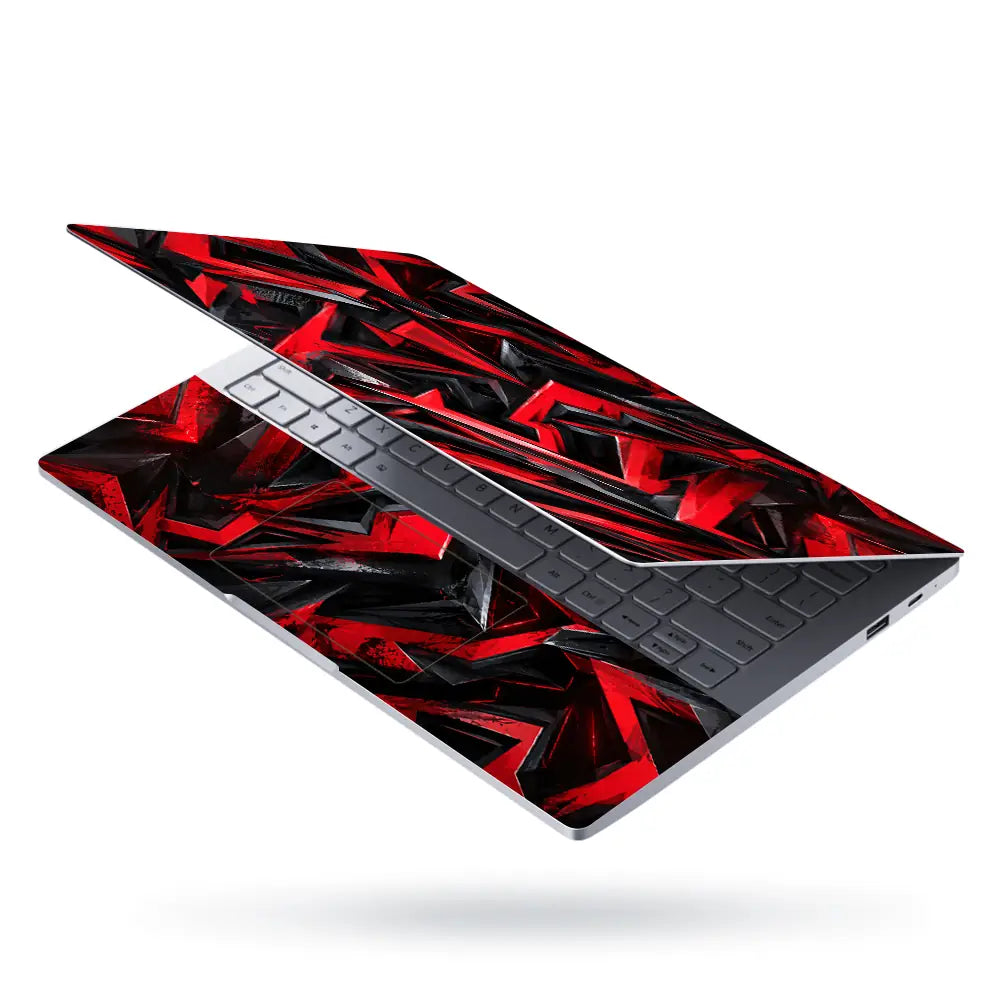 Abstract Chevrons Red Black Chunky Laptop Skin - View 3