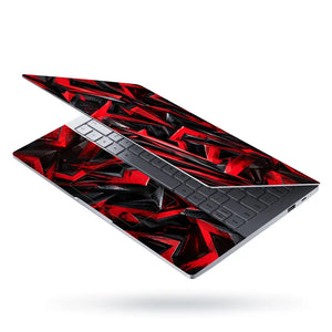 Abstract Chevrons Red Black Chunky Laptop Skin - View 3