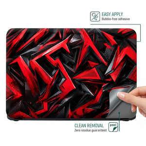 Abstract Chevrons Red Black Chunky Laptop Skin - View 4