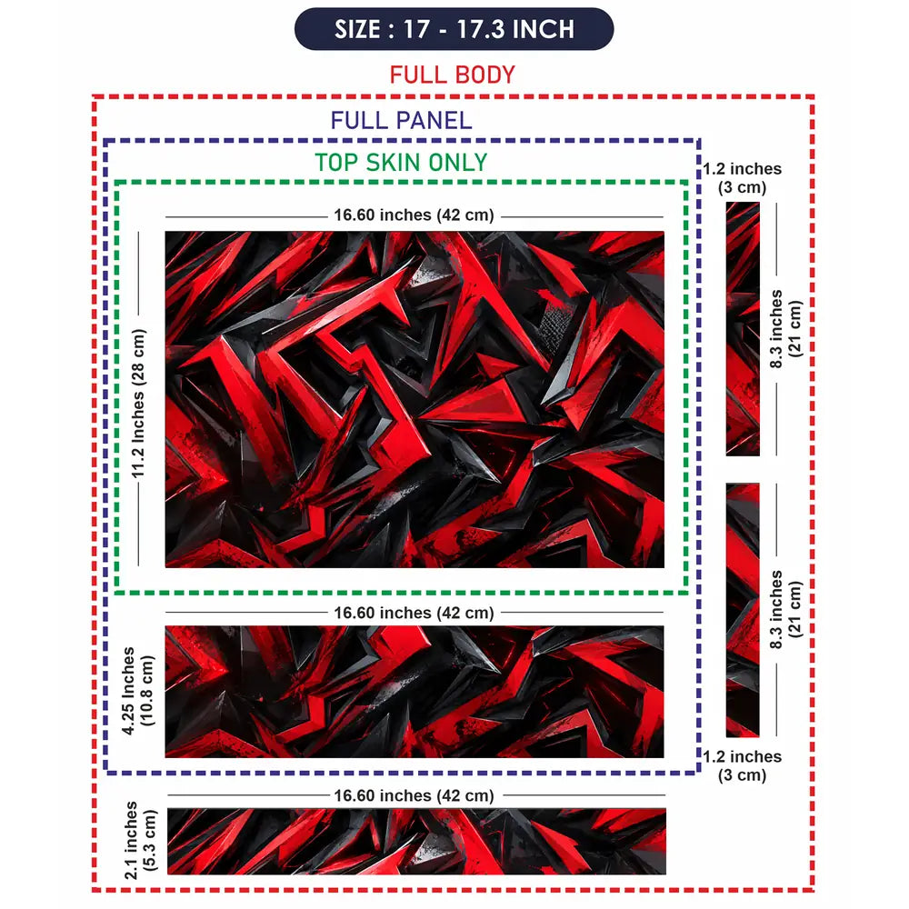 Abstract Chevrons Red Black Chunky Laptop Skin - View 9