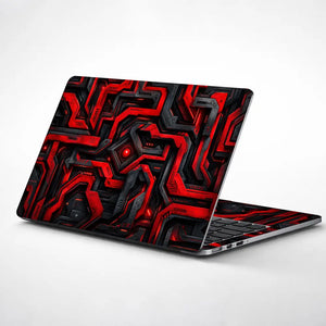 Abstract Circuit Red Maze Laptop Skin - View 1