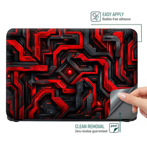 Abstract Circuit Red Maze Laptop Skin - View 4