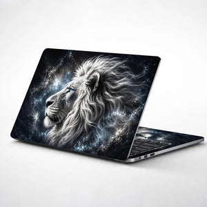 Abstract Cosmic White Lion Galaxy Blue Eyes Laptop Skin - View 1