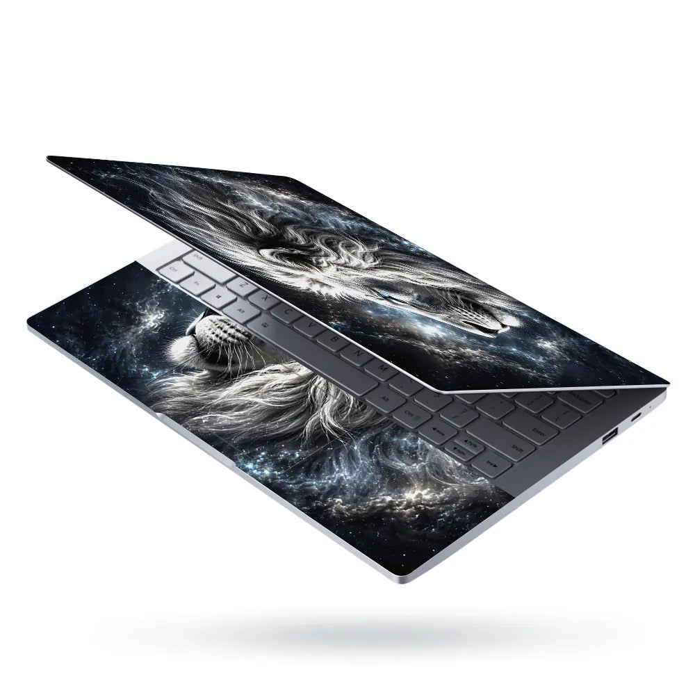 Abstract Cosmic White Lion Galaxy Blue Eyes Laptop Skin - View 3