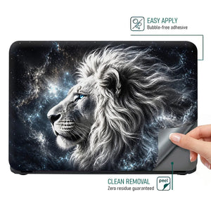 Abstract Cosmic White Lion Galaxy Blue Eyes Laptop Skin - View 4