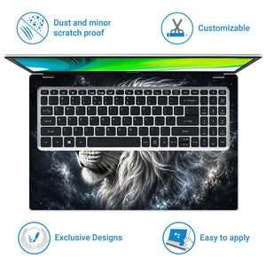 Abstract Cosmic White Lion Galaxy Blue Eyes Laptop Skin - View 5
