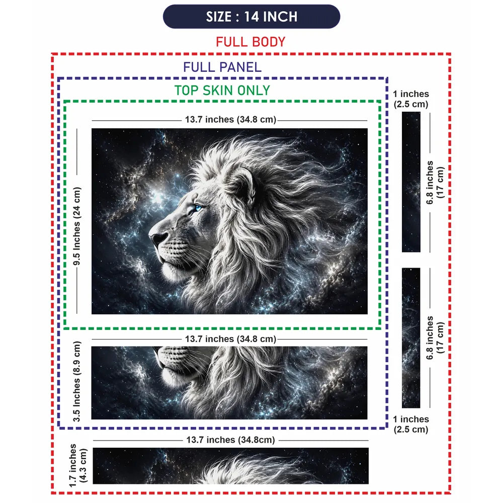 Abstract Cosmic White Lion Galaxy Blue Eyes Laptop Skin - View 7