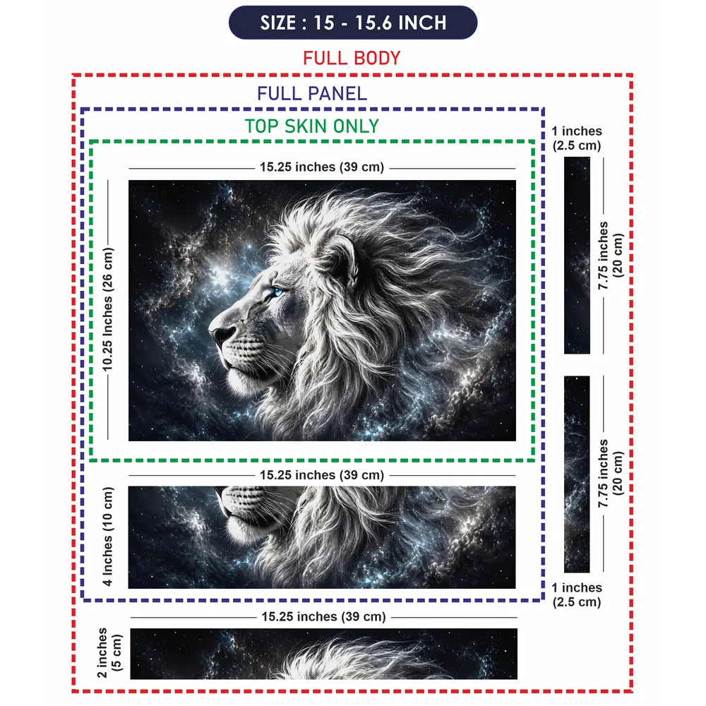 Abstract Cosmic White Lion Galaxy Blue Eyes Laptop Skin - View 8