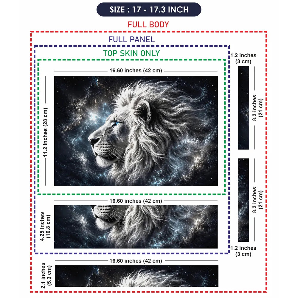 Abstract Cosmic White Lion Galaxy Blue Eyes Laptop Skin - View 9