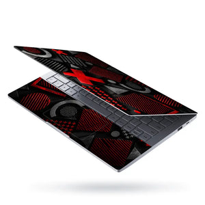 Abstract Crosses Plus Red Black Laptop Skin - View 3