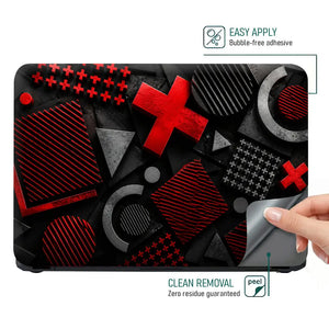 Abstract Crosses Plus Red Black Laptop Skin - View 4