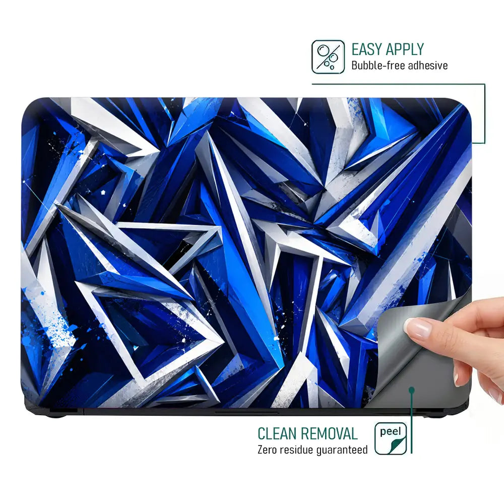 Abstract Crystals Blue Sapphire Laptop Skin - View 4