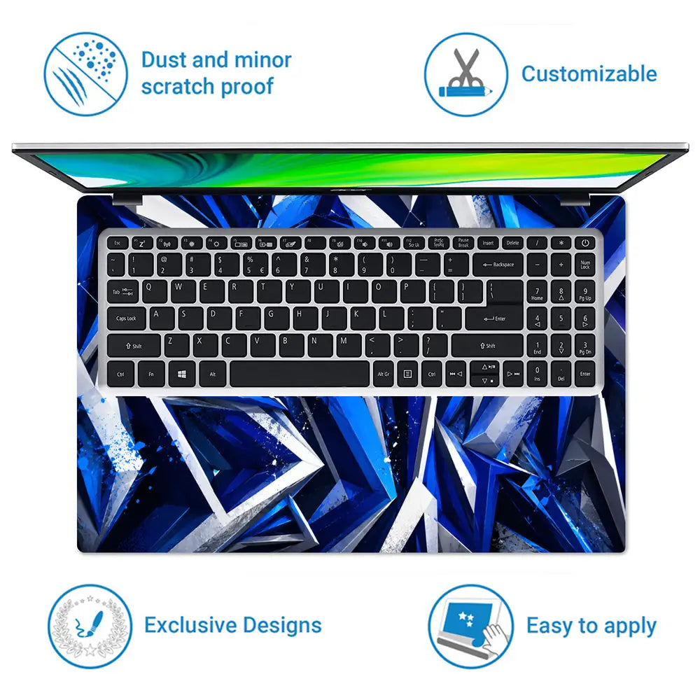 Abstract Crystals Blue Sapphire Laptop Skin - View 5