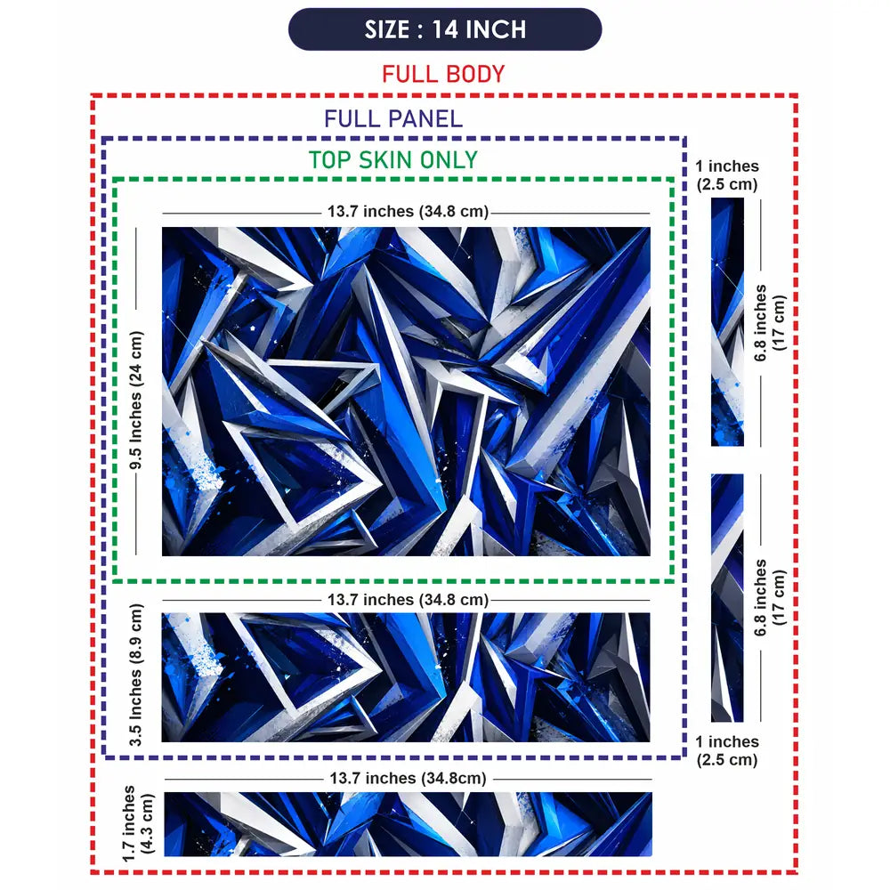 Abstract Crystals Blue Sapphire Laptop Skin - View 7