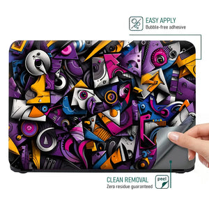 Abstract Cubist Faces Purple Laptop Skin - View 4