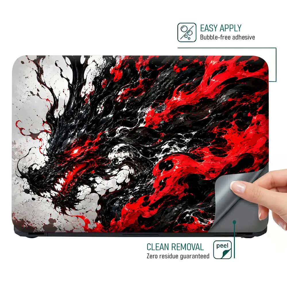 Abstract Dragon Ink Fire Laptop Skin - View 4
