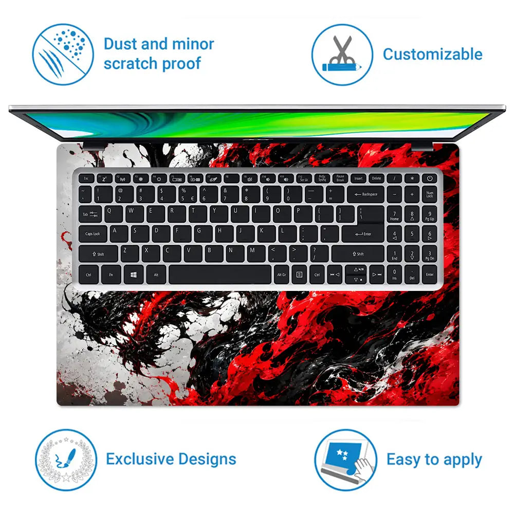 Abstract Dragon Ink Fire Laptop Skin - View 5