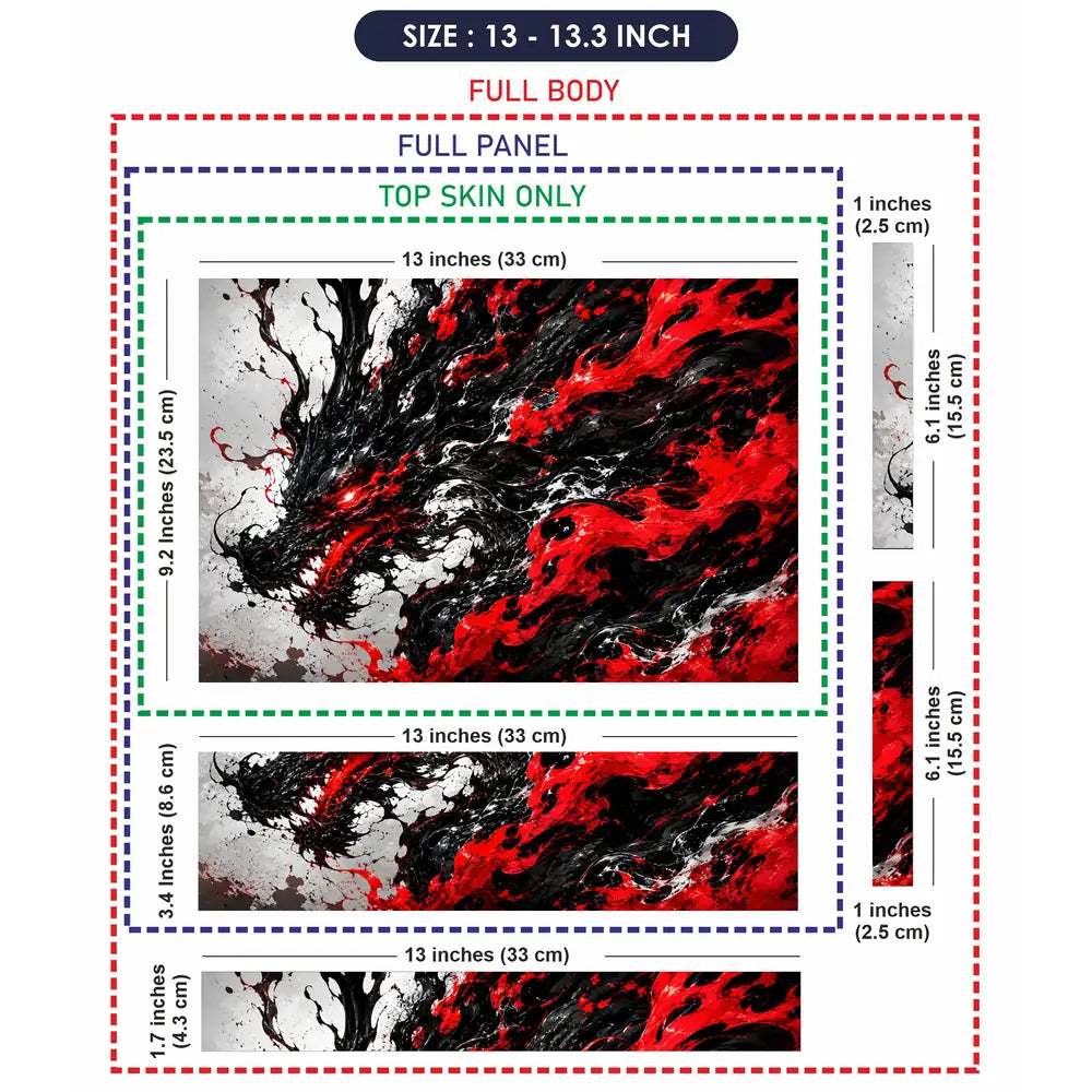 Abstract Dragon Ink Fire Laptop Skin - View 6
