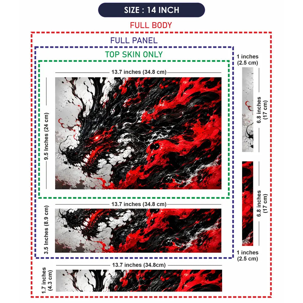 Abstract Dragon Ink Fire Laptop Skin - View 7