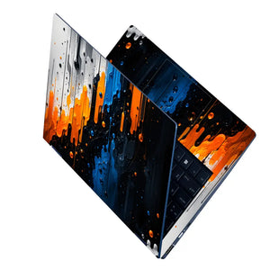 Abstract Drips Orange Blue Paint Laptop Skin - View 2