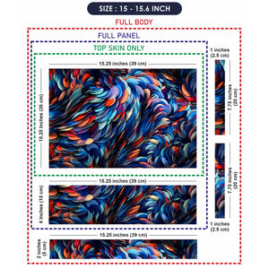 Abstract Feathers Blue Orange Petals Laptop Skin - View 8