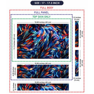 Abstract Feathers Blue Orange Petals Laptop Skin - View 9