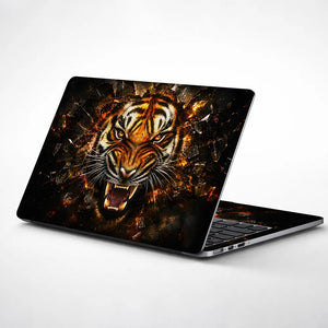 Abstract Fierce Tiger Shattering Glass Laptop Skin - View 1