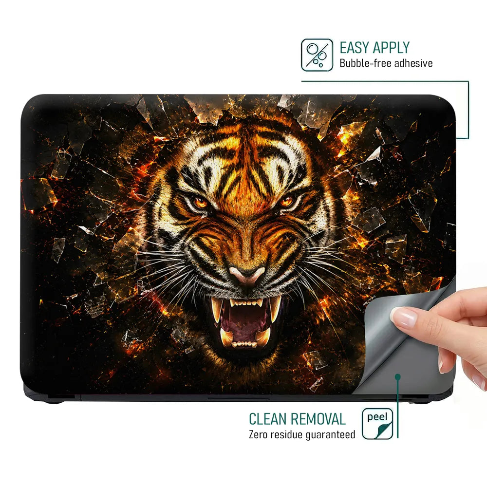 Abstract Fierce Tiger Shattering Glass Laptop Skin - View 4