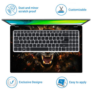 Abstract Fierce Tiger Shattering Glass Laptop Skin - View 5