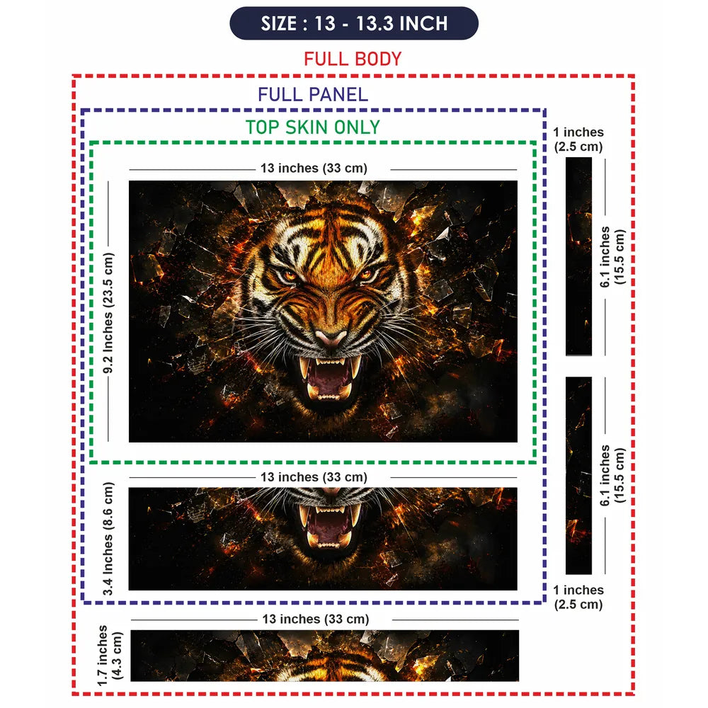 Abstract Fierce Tiger Shattering Glass Laptop Skin - View 6