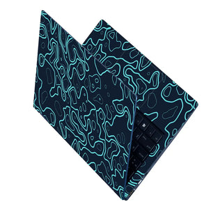 Abstract Geometric Lines In Aqua And Black Laptop Skin - View 2