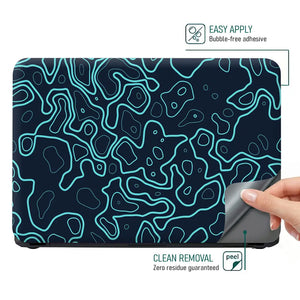 Abstract Geometric Lines In Aqua And Black Laptop Skin - View 4