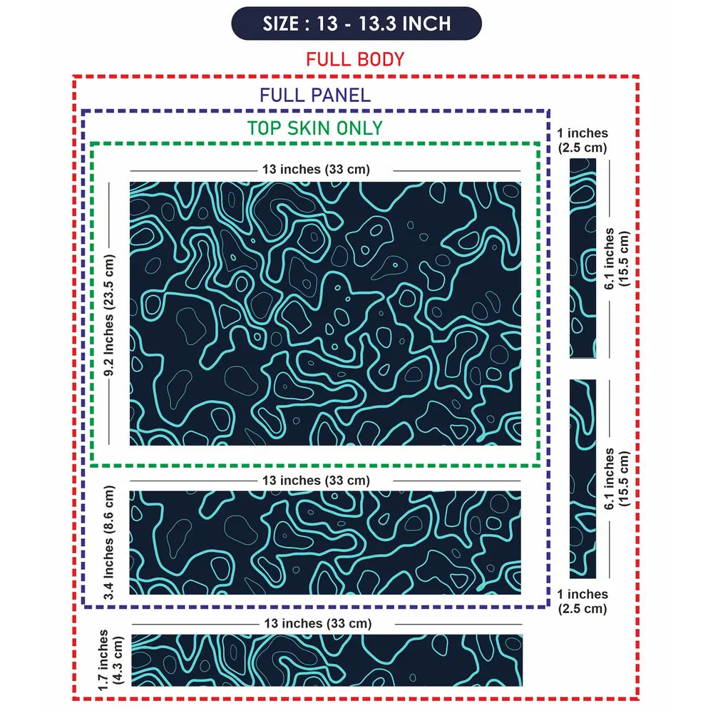 Abstract Geometric Lines In Aqua And Black Laptop Skin - View 6