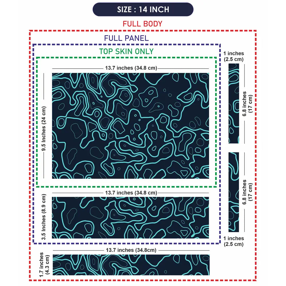 Abstract Geometric Lines In Aqua And Black Laptop Skin - View 7