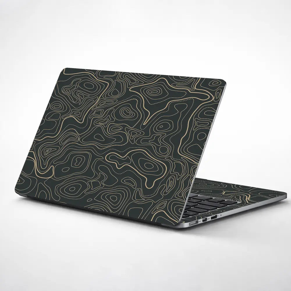 Abstract Geometric Lines On Dark Background Laptop Skin - View 1
