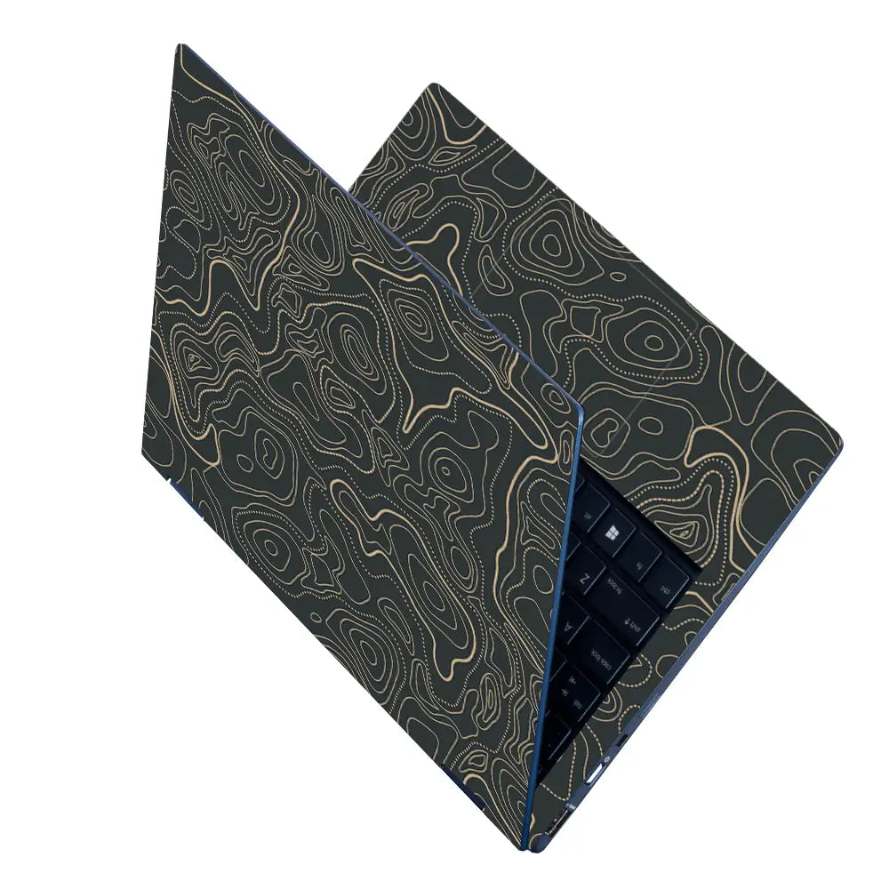 Abstract Geometric Lines On Dark Background Laptop Skin - View 2