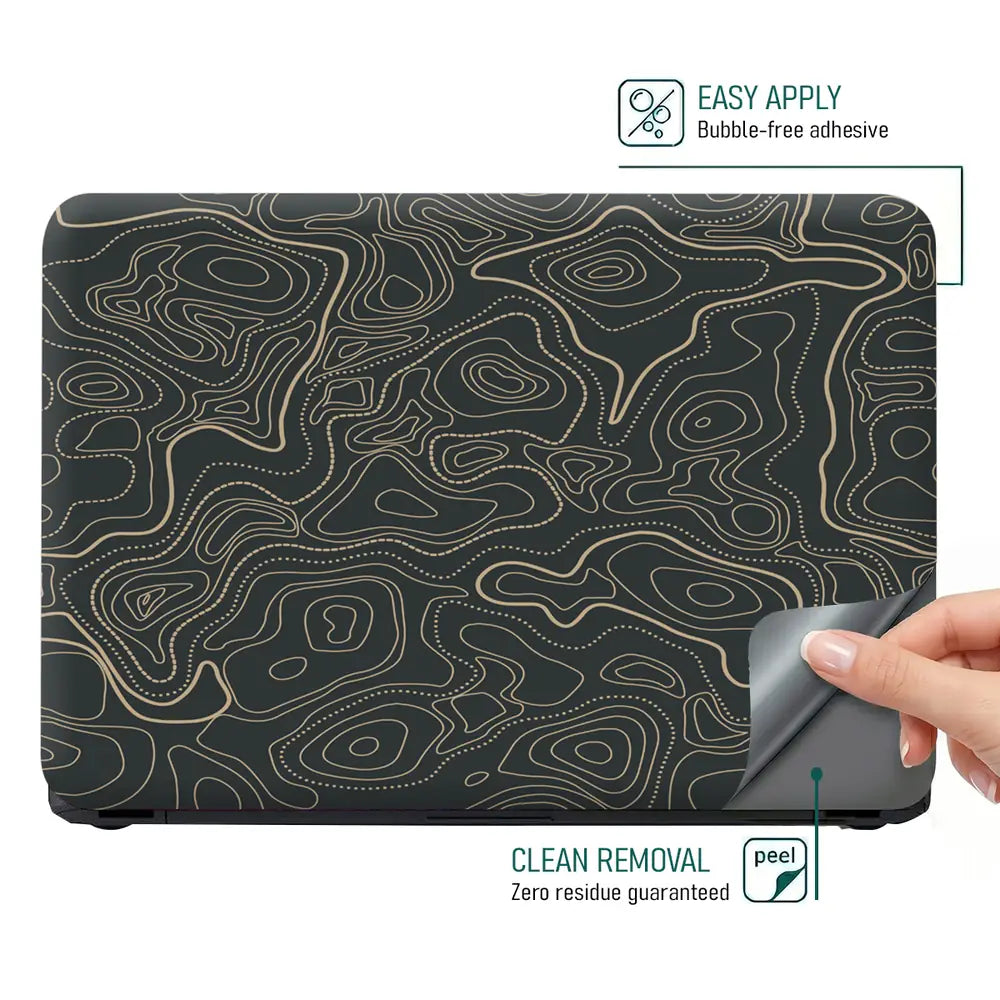 Abstract Geometric Lines On Dark Background Laptop Skin - View 4