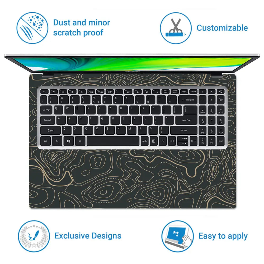 Abstract Geometric Lines On Dark Background Laptop Skin - View 5
