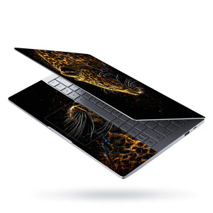Abstract Glowing Leopard Profile in Darkness Laptop Skin - View 3
