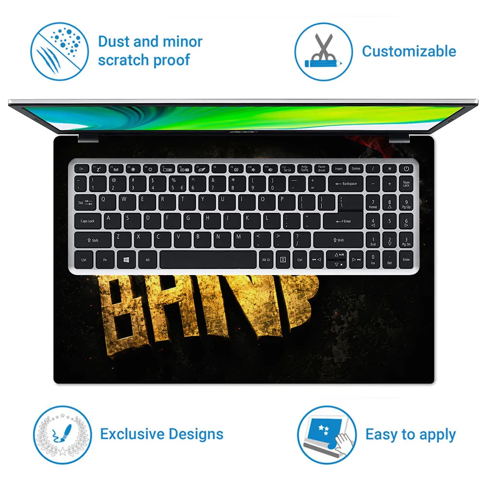 Abstract Gold Bang Smoking Gun Typography Laptop Skin - View 5
